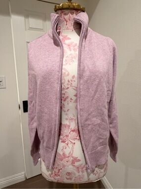 Light Lavender Zip-Front Knit Cardigan